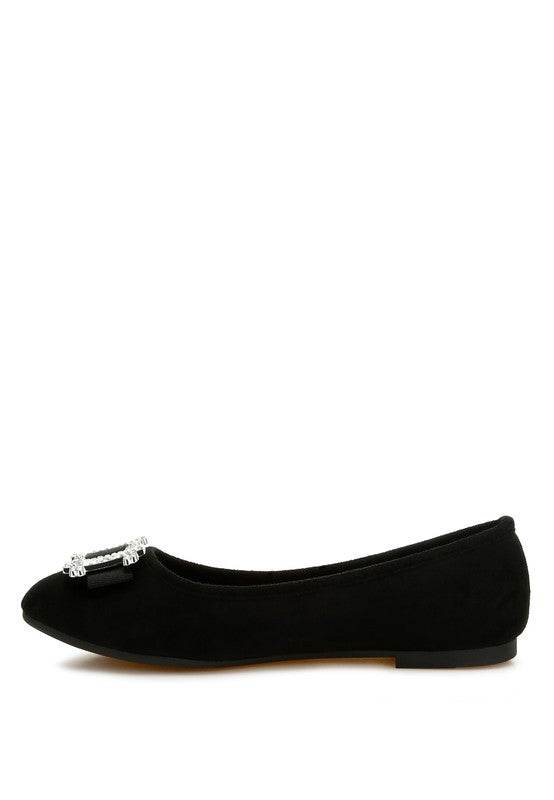 Prajik Rhinestone Buckle Detail Ballerinas