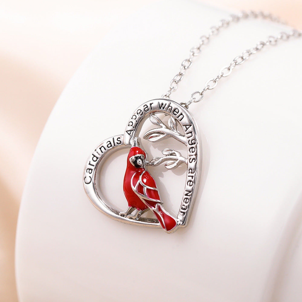 Free Creative Heart Shaped Cardinal Pendant Necklace, Exquisite Party Commemorative Accessory Gift Jewelry Anniversary Party Gifts, Valentine's Day Gift
