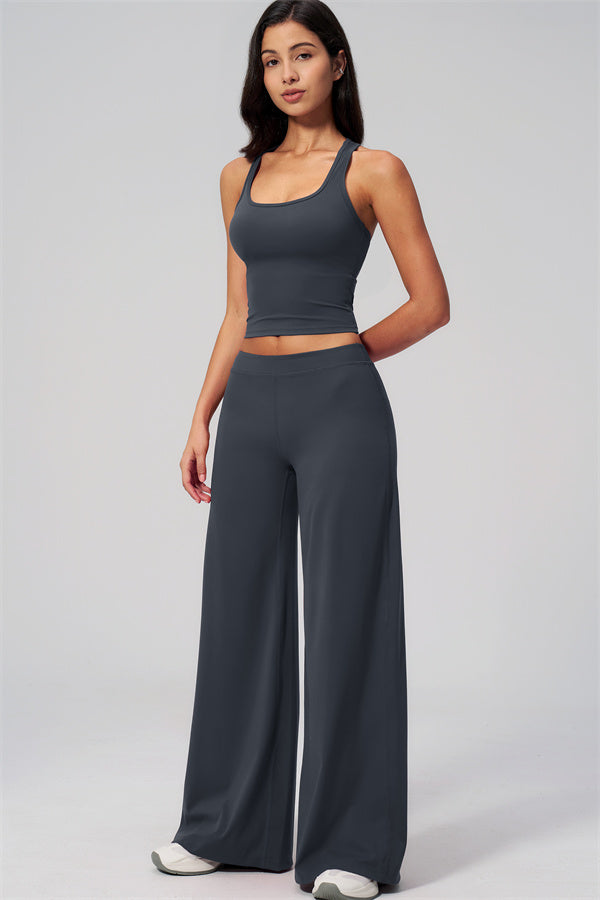 The Revive Crop Top Straight Leg Pants 2-Piece Set