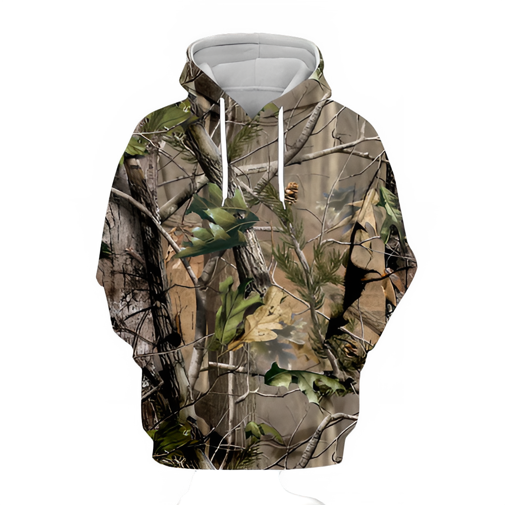 2024 Four Seasons Maple Leaf Camouflage 3D Sports Shirt Men's Fishing Outdoor Camping Hunting Clothing Jacket Men's Hoodie