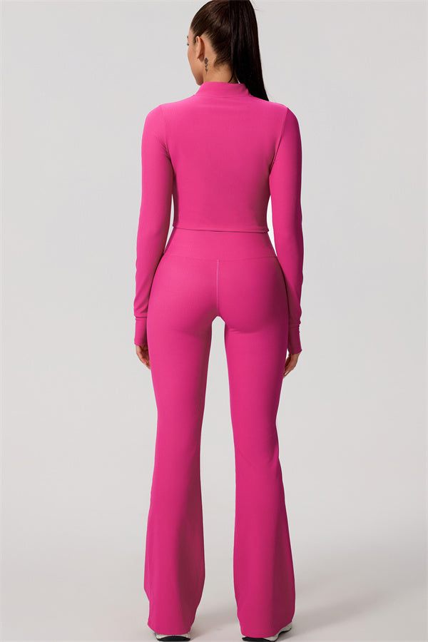 The Daze Zip Jacket Sports Bra Flared Leggings 3-Piece Set