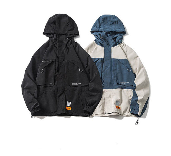 Korean Style Color Block Student Hooded Jacket Handsome Trend