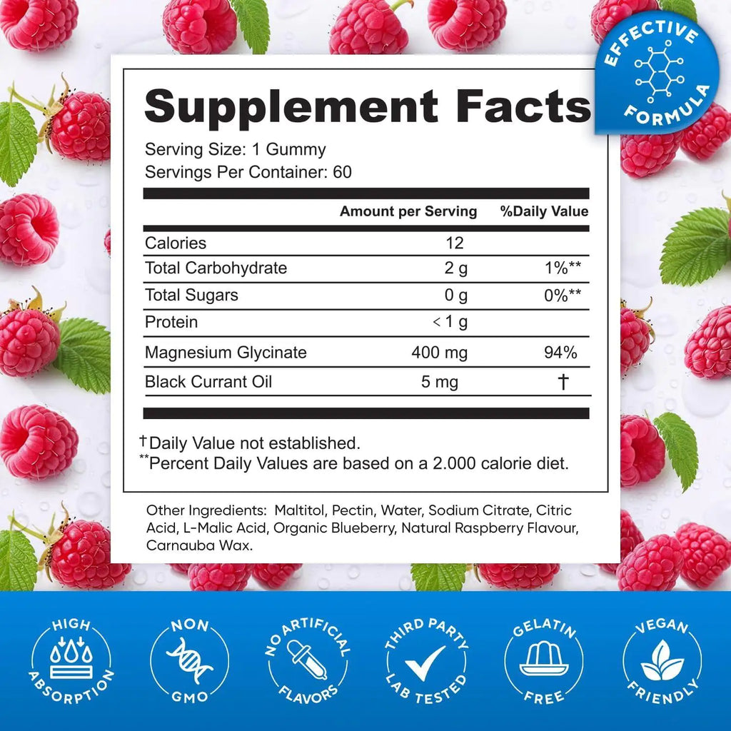 Magnesium Glycinate Gummies 400mg High Absorption Magnesium Supplement for