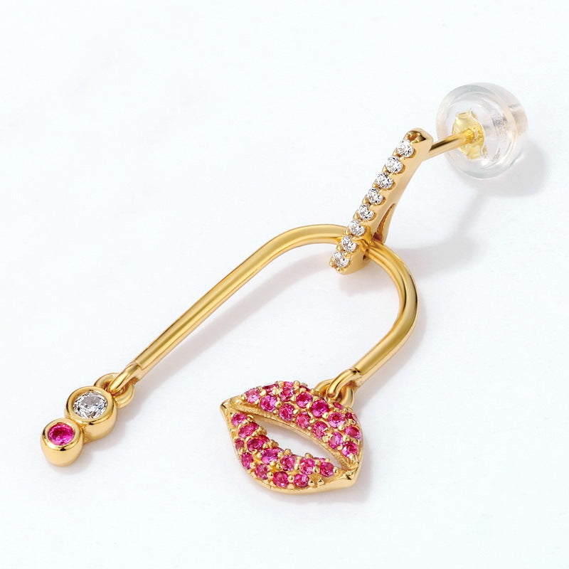 Asymmetric Lipstick Lip Stud Earrings
