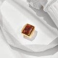 Amber Leaf Carving S925 Sterling Silver Gold-plated Pendant Female
