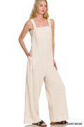 Zenana Knit Waffle Wide Leg Overalls