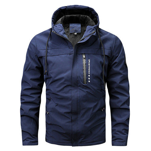 2023 Winter New Plus Size Fleece Hooded Jacket Outdoor Casual Men's Jackets Shell Jacket