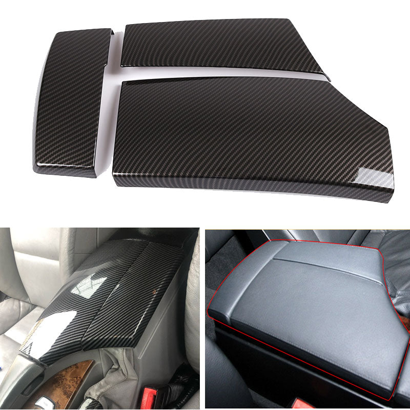 Armrest Box Protective Cover ABS Carbon Fiber Pattern 3-piece Set