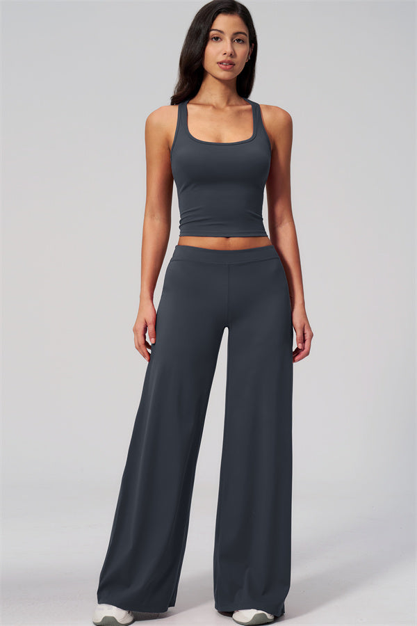 The Revive Crop Top Straight Leg Pants 2-Piece Set