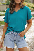 Emerson Crinkled V Neck Wide Sleeve Top