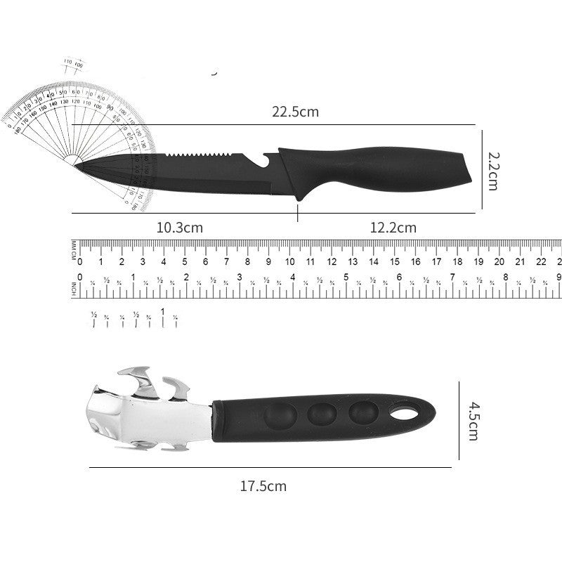 Steel Black Blade Five-piece Set Kitchen Knife Fruit Knife With Omelette Maker Peeling set