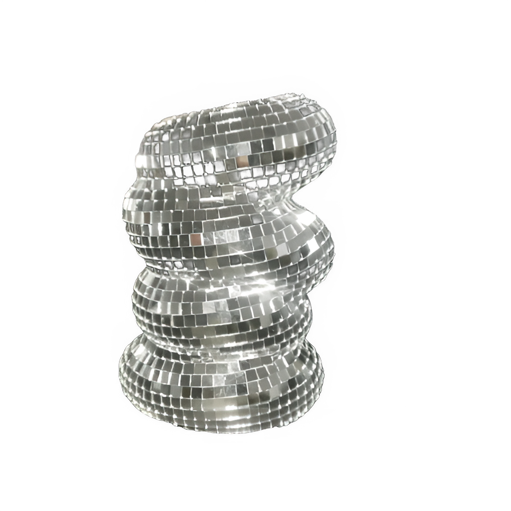 Small Sliver Disco Ball Vase Flower Planter Pot Table Decor Sculpture Table Centerpiece Home Decor Unique Housewarming Gift