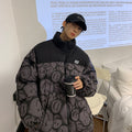 Face Print Standing Collar Cotton Jacket Man