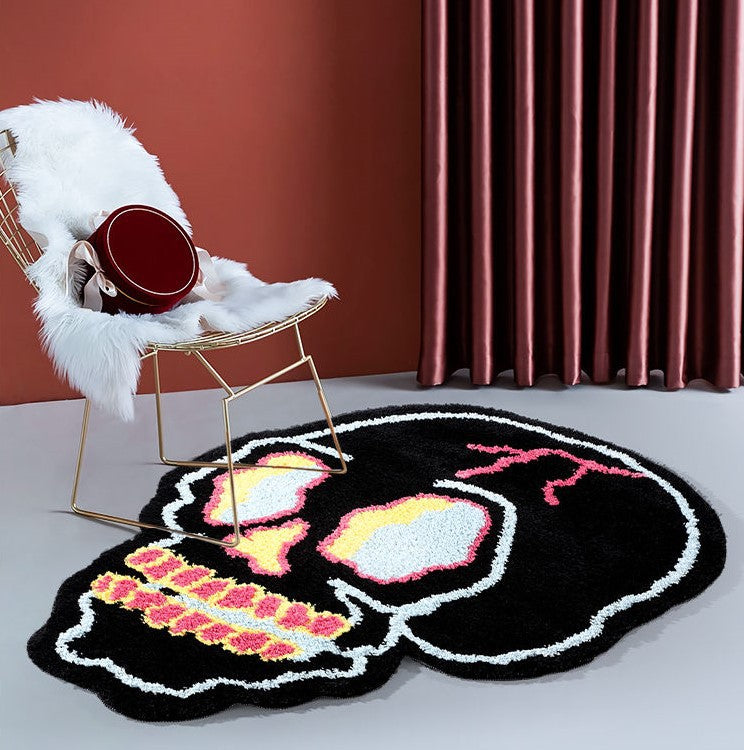 Special-shaped Fashion Black Skull Household Absorbent Non-slip Floor Mat