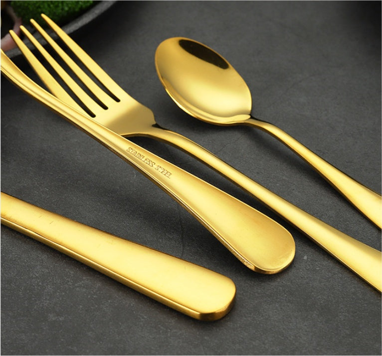 24-Piece Stainless Steel Tableware Set - One-Piece Molded Knife Fork Spoon Collection