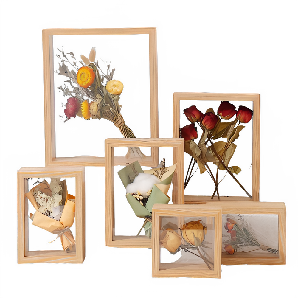 Wood Dried Flower Picture Frame Home Decor Transparent Picture Frame