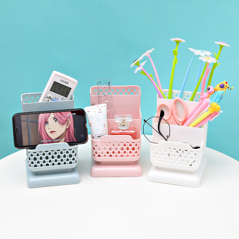 Rattan Woven Hollow Pen Storage Box Pen Barrel Makeup Brush Holder