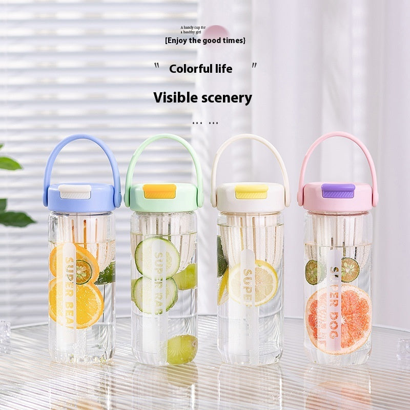 Glass Simple And Portable With Straw Cup