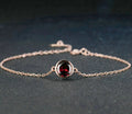 Sterling Silver Color Jewelry Natural Garnet Rose Gold Bracelet