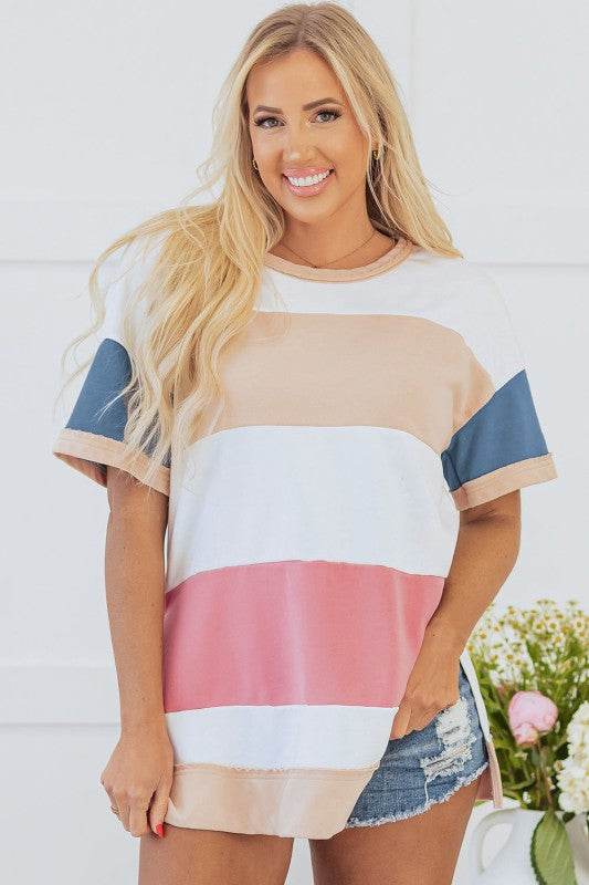 Kensley Patchwork Side Split Tunic Top