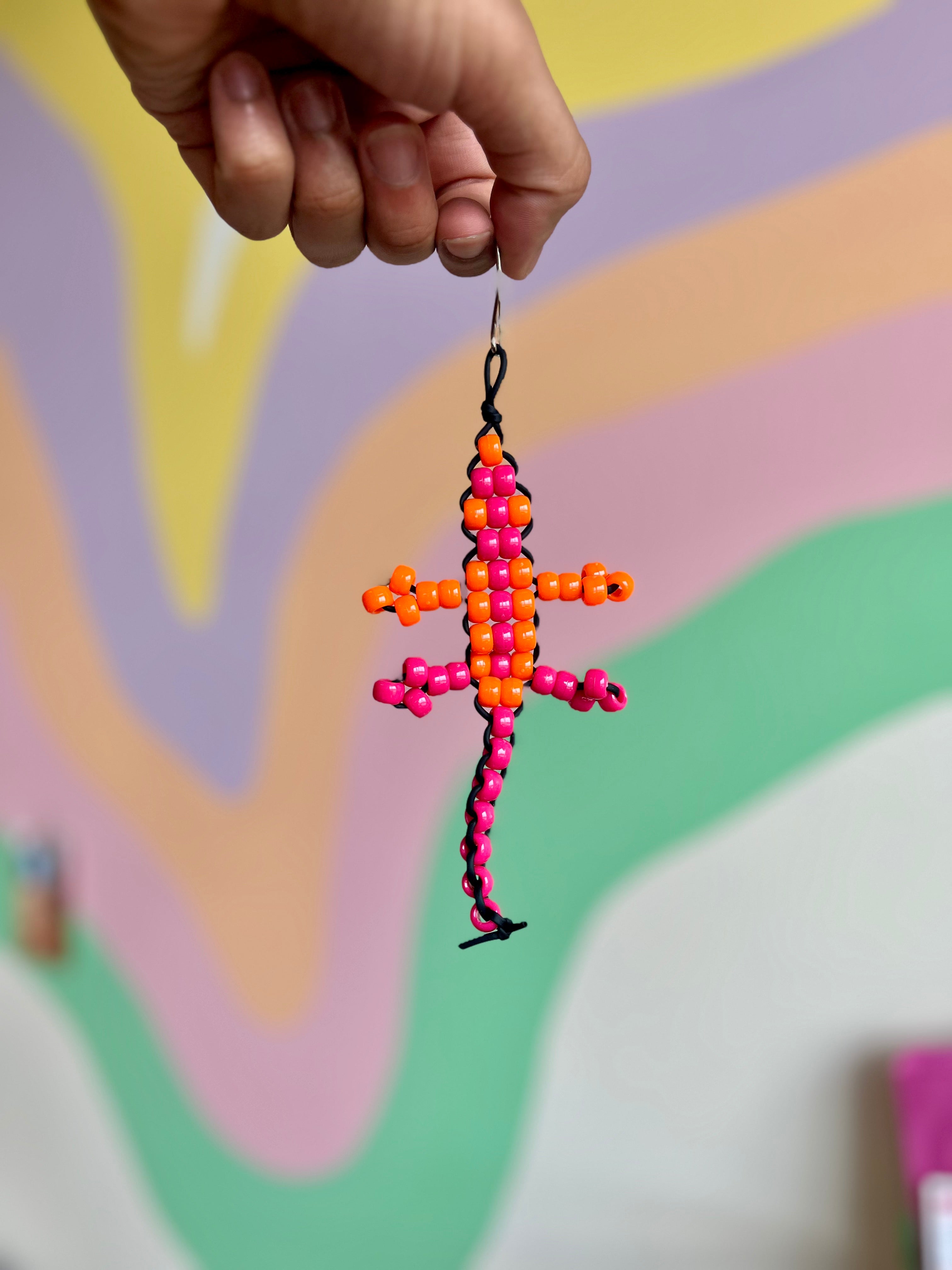 Lizard Beaded Keychain