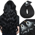 MY-LADY Microlink Hair Extensions Microbead Human Hair Extensions Jet Black 16 Inch Micro Loop Hair Extensions Real Human Hair Cold Fusion Extensions Micro Link #1