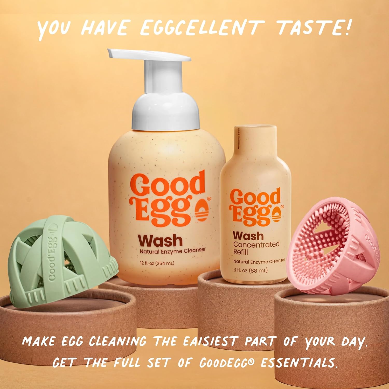 GoodEgg Organic Egg Cleaner Food-Grade Non-Toxic Egg Wash with Foaming Pump 12fl oz.