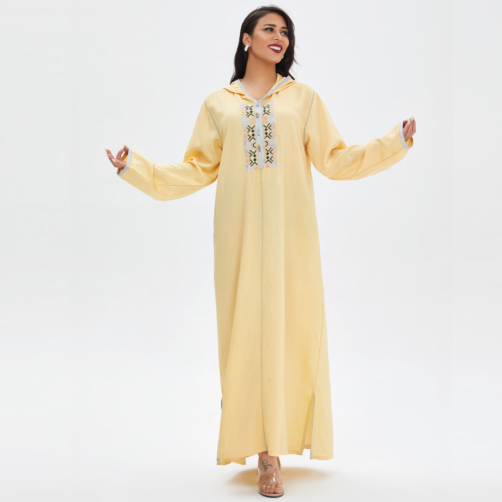 Fashion Casual Long Dress Embroidered Swing