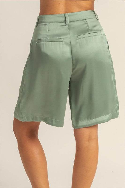 HYFVE High-Waist Pleated Satin Shorts