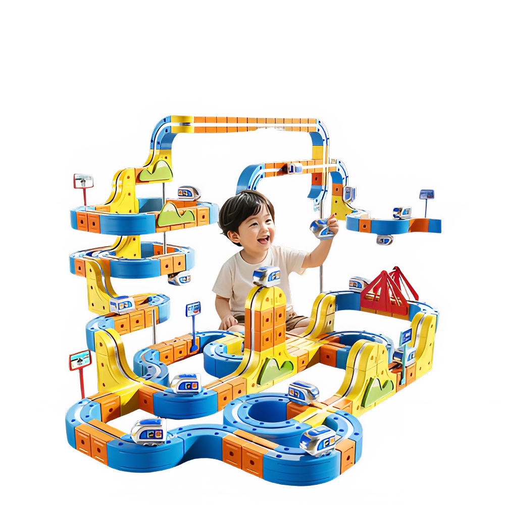 Hot Selling Magnetic Car Stem Racing Car Railtrack Set Montessori Motorized Train & Gravity Maze Toy Educational Gift For Kids