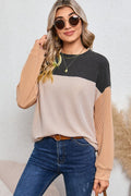Ribbed color block tunic top