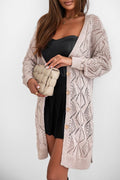 Solid Openwork Knit Button-Up Cardigan