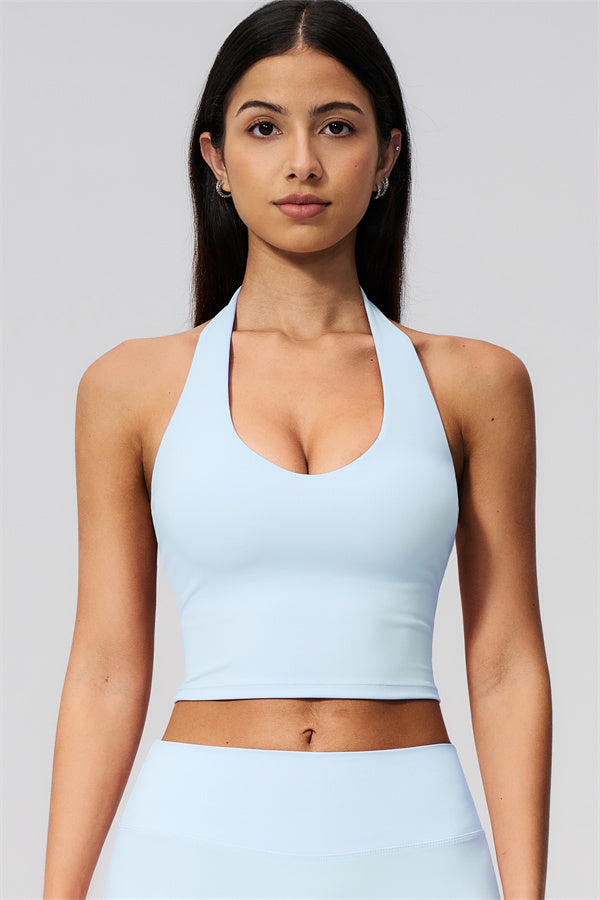 The Twirl Wide Strap Halter Crop Top Shorts 2-Piece Set