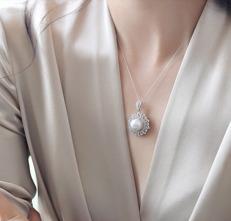 Strong Light Freshwater Pearl Pendant S925 Silver Necklace