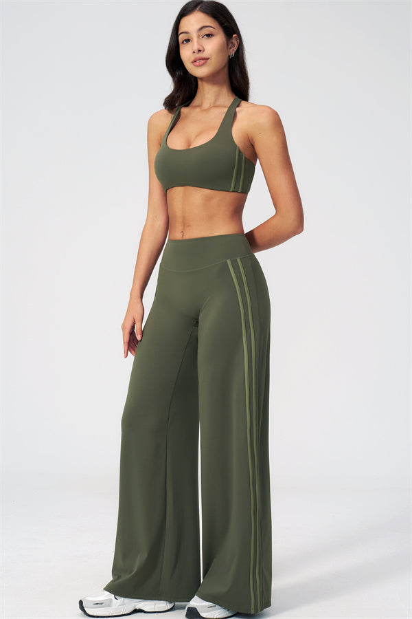 The Evoke Racerback Sports Bra Straight Leg Pants 2-Piece Set