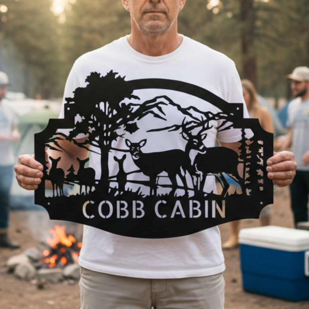 Personalized Deer Forest Metal Sign - Custom Name Wildlife Wall Art