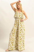 HYFVE Floral Print Spaghetti Strap Wide Leg Jumpsuit