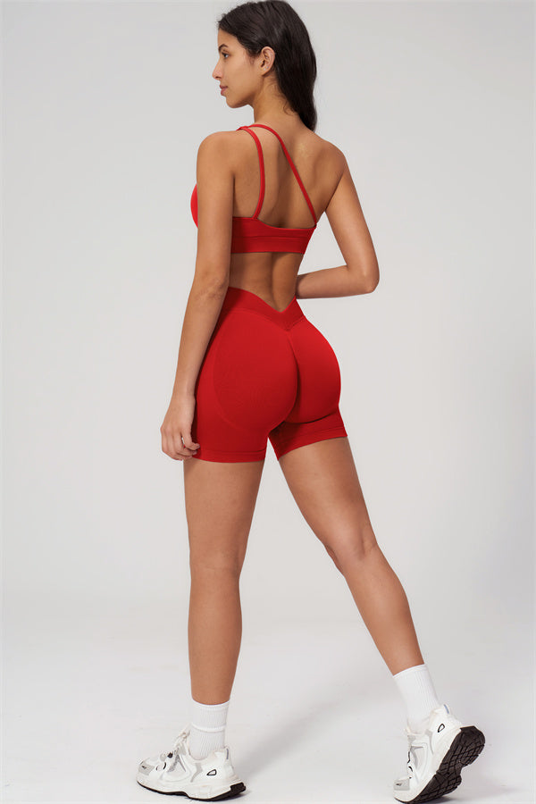 The Empower One-Shoulder Sports Bra Shorts 2-Piece Set