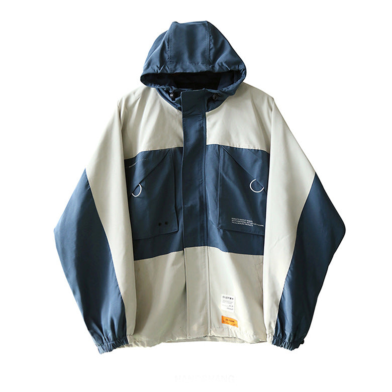 Korean Style Color Block Student Hooded Jacket Handsome Trend