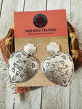 Navajo Hand Stamped Sterling Silver Concho Heart D