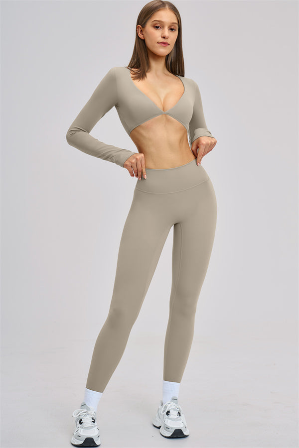 The Zestful Long Sleeve Crop Top Leggings 2-Piece Set
