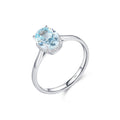 S925 Sterling Silver Light Ocean Blue Diamond-studded Ring