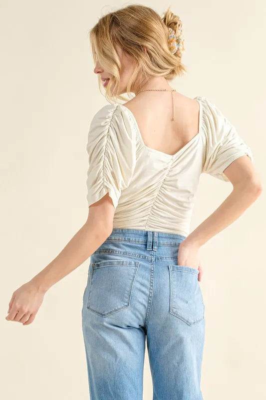 And The Why Buttery Soft Ruched Detailed Jersey Bodysuit