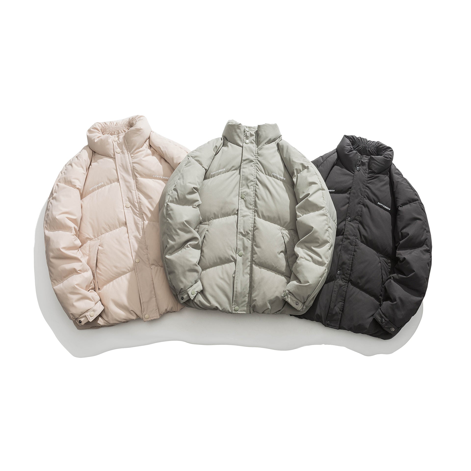 Men's Fashion Simple Raglan Sleeve Printing Stand-up Collar Down Jacket