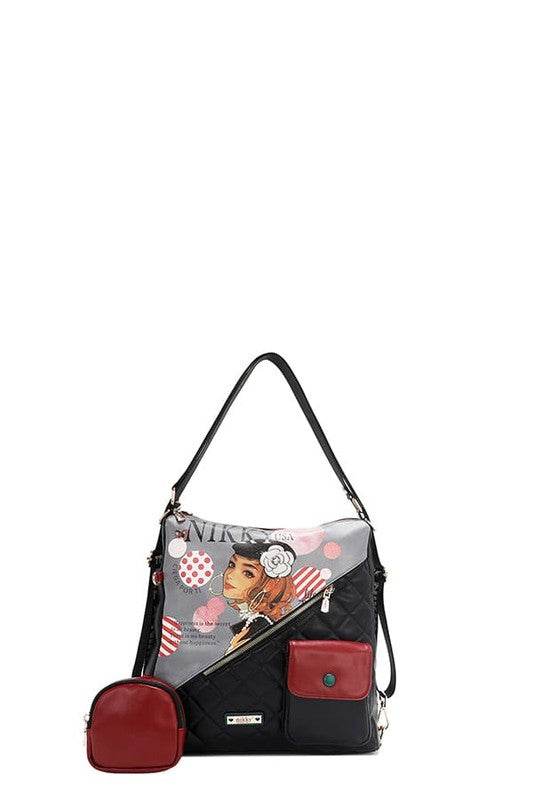 Nicole Lee USA Convertible Adjustable Strap Backpack Bag