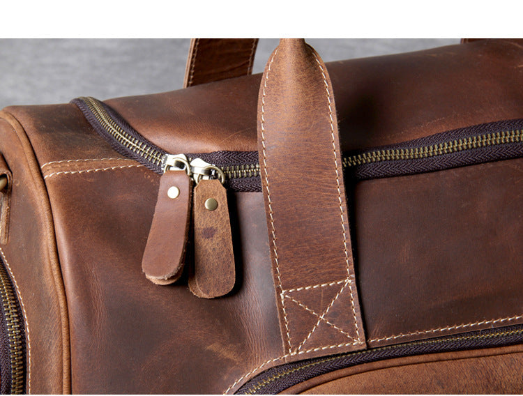 First layer leather big travel bag