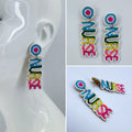 Multicolor Beaded Drop Dangle Nurse Earrings