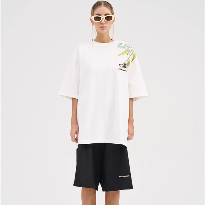 Floral Embroidered Short-Sleeved T-Shirt