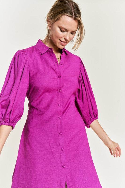 Half sleeve belted dress