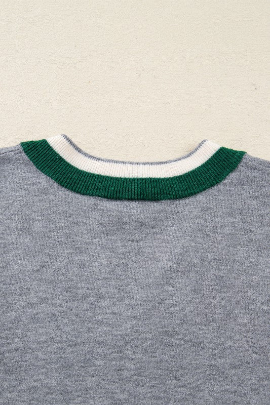 Scarlett Striped Trim Varsity Sweater